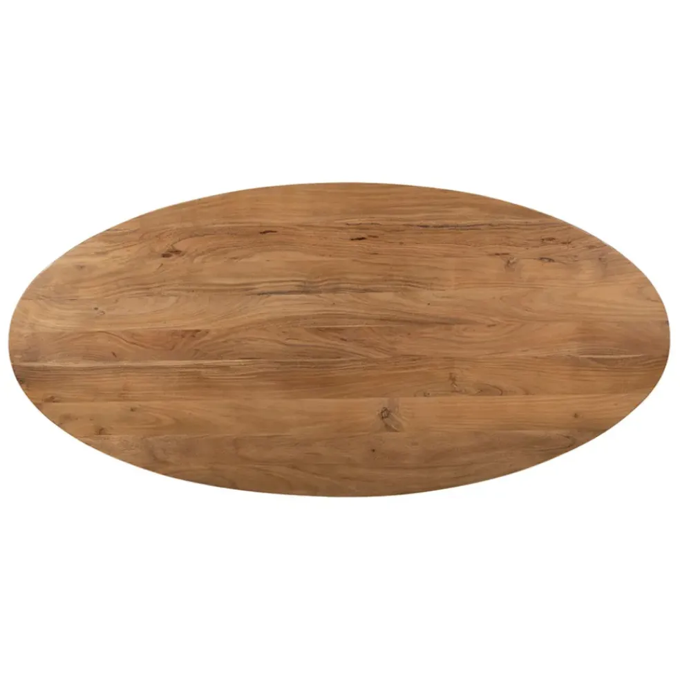Table ovale en acacia et pieds en fer noir 190x90cm - Brooklyn