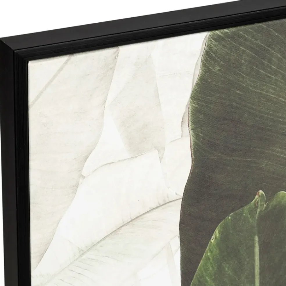 Tableau en toile encadré feuilles kaki 52x72cm - Gallery