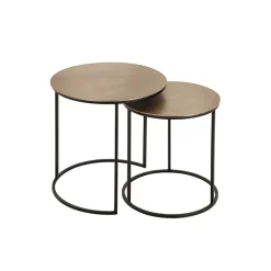 Tables d'appoint gigogne (x2) en fer doré - Felia
