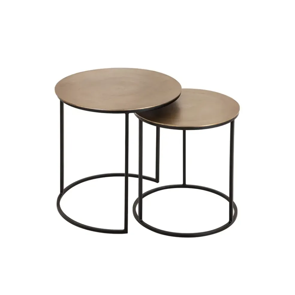 Tables d'appoint gigogne (x2) en fer doré - Felia