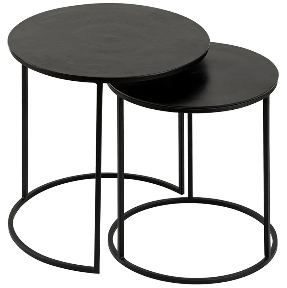 Tables d'appoint gigogne (x2) en fer noir - Felia