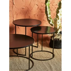 Tables d'appoint gigogne (x2) en fer noir - Felia
