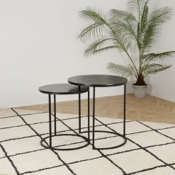 Tables d'appoint gigogne (x2) en fer noir - Felia