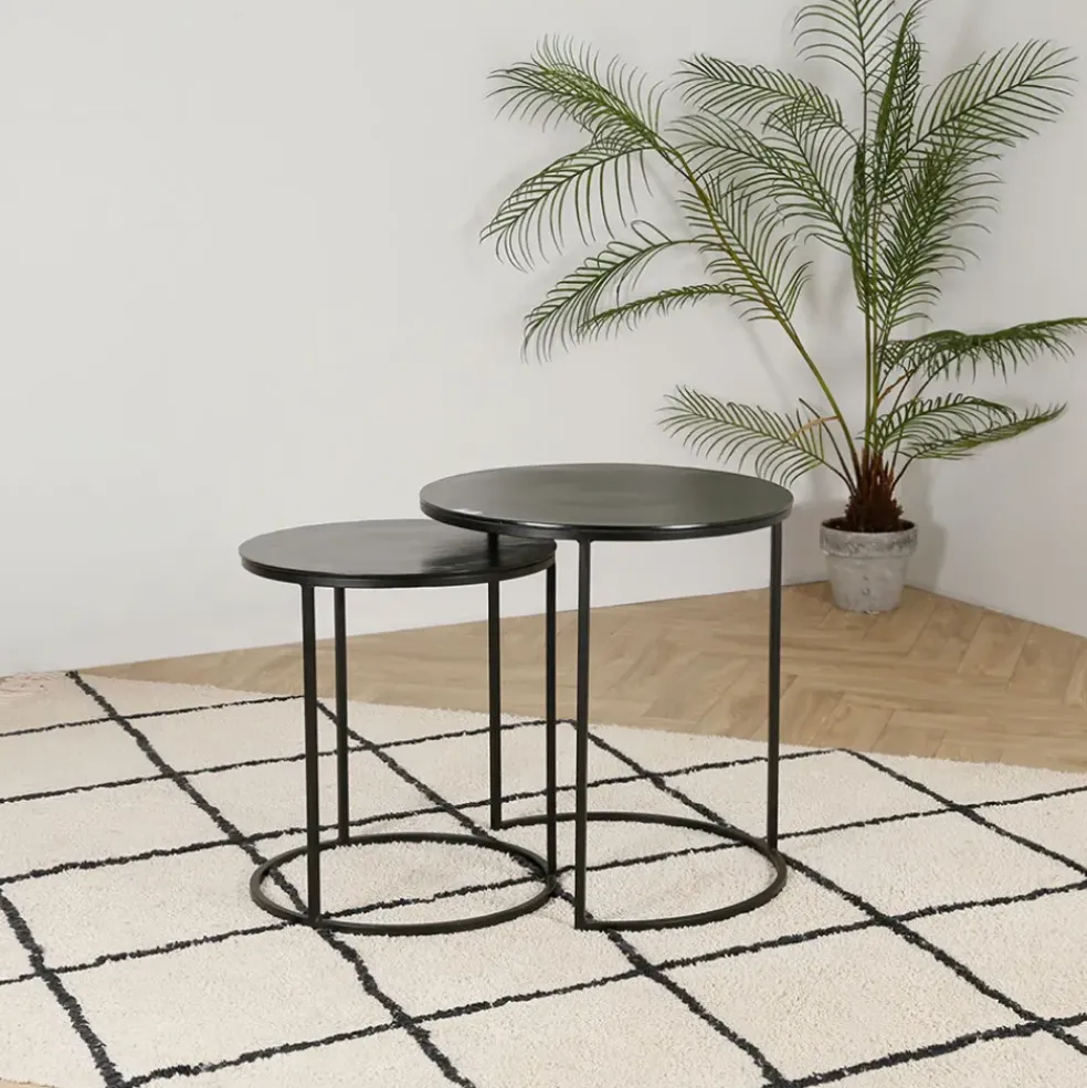 Tables d'appoint gigogne (x2) en fer noir - Felia
