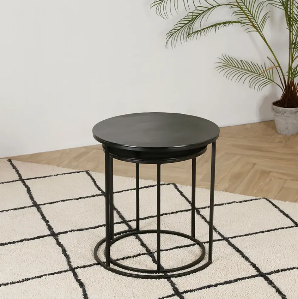 Tables d'appoint gigogne (x2) en fer noir - Felia