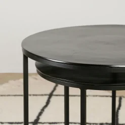 Tables d'appoint gigogne (x2) en fer noir - Felia