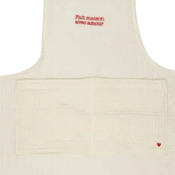 Tablier en coton écru et rouge - Famille