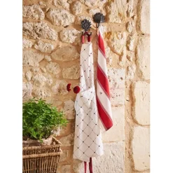 Tablier en coton petits cœurs rouge et blanc