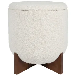 Tabouret coffre en tissu et pin blanc - Alpinia