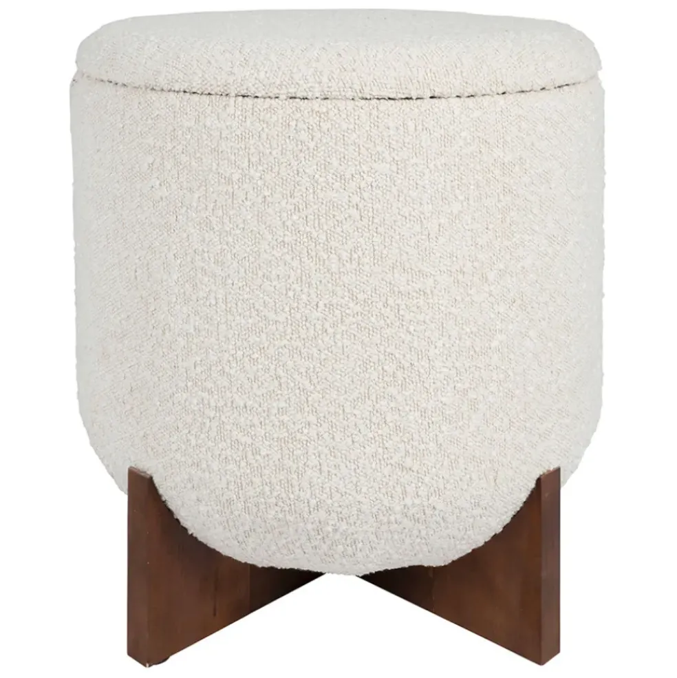 Tabouret coffre en tissu et pin blanc - Alpinia