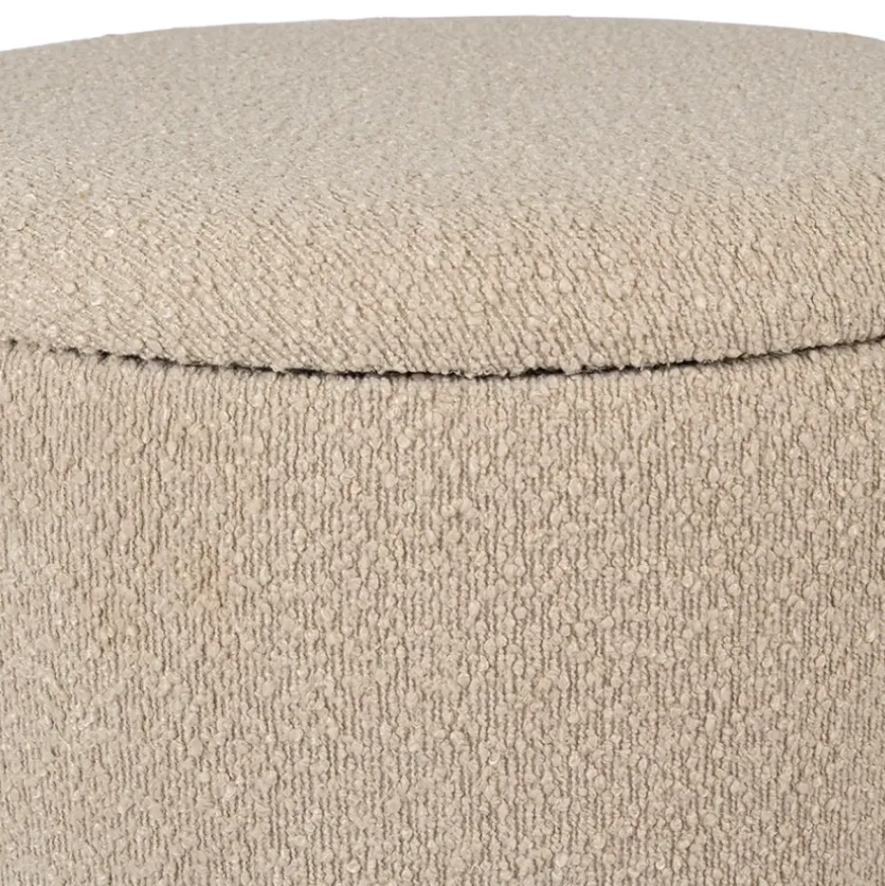 Tabouret coffre en tissu et pin beige - Alpinia