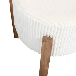 Tabouret en tissu côtelé beige et bois d'acacia - Scarlett