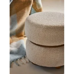 Tabouret en tissu et pin beige - Alpinia