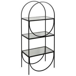 Étagère 3 niveaux en verre et fer noir h120cm - Lernet