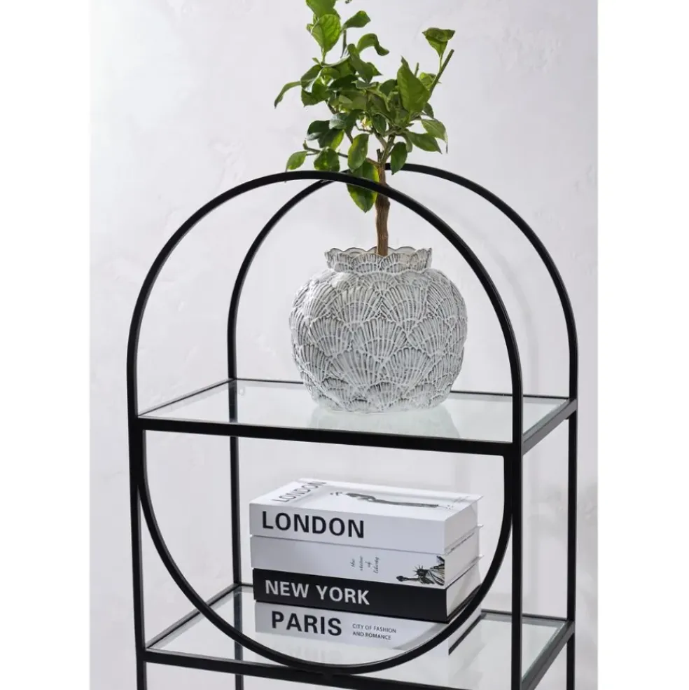 Étagère 3 niveaux en verre et fer noir h120cm - Lernet