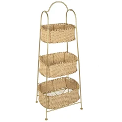 Étagère 3 paniers en jute et fer doré h104cm - Réserve