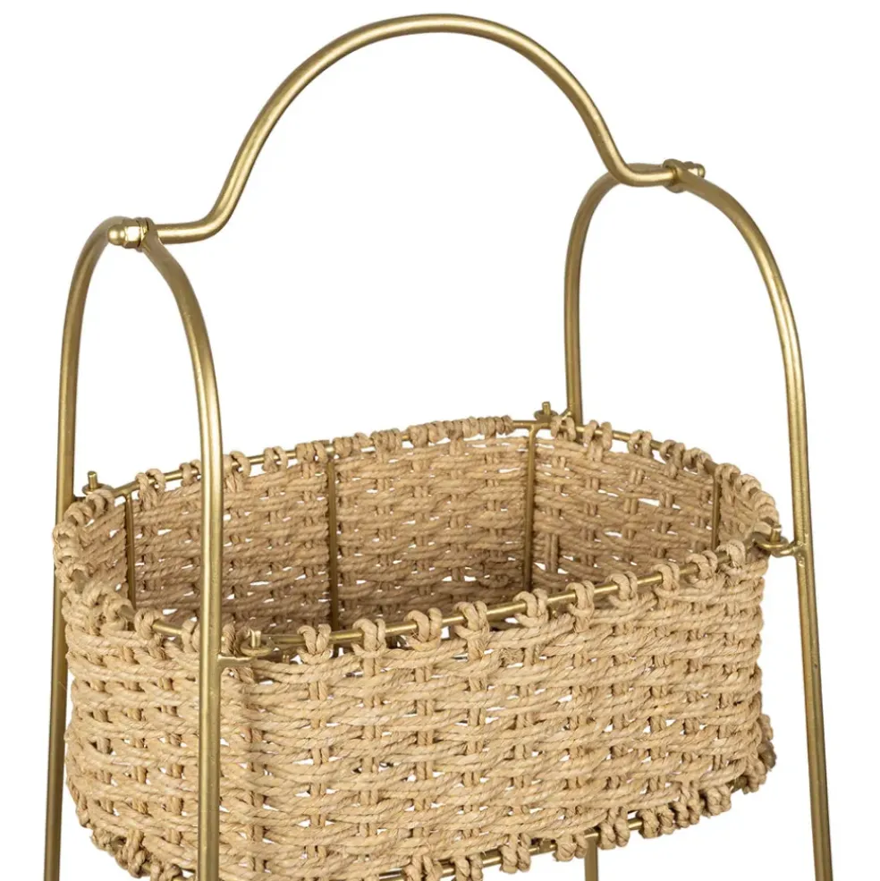Étagère 3 paniers en jute et fer doré h104cm - Réserve