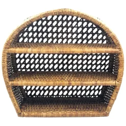 Étagère murale 3 niveaux en rotin brun h41cm - Ednna