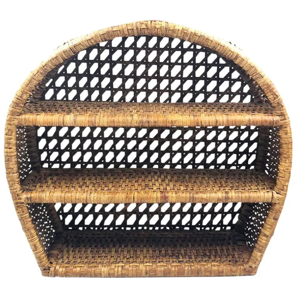 Étagère murale 3 niveaux en rotin brun h41cm - Ednna