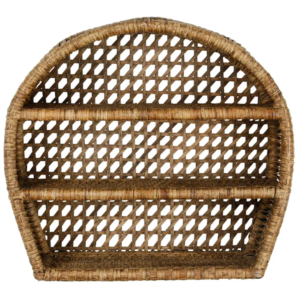 Étagère murale 3 niveaux en rotin brun h41cm - Ednna