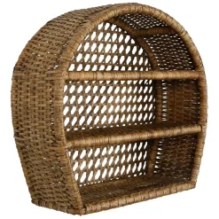 Étagère murale 3 niveaux en rotin brun h41cm - Ednna