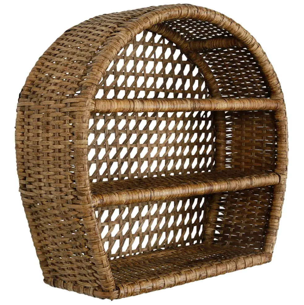 Étagère murale 3 niveaux en rotin brun h41cm - Ednna