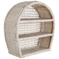 Étagère murale 3 niveaux en rotin blanchi h41cm - Ednna
