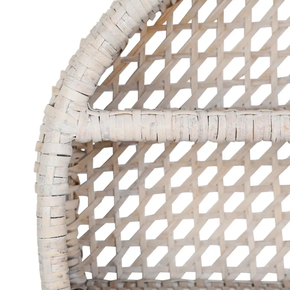 Étagère murale 3 niveaux en rotin blanchi h41cm - Ednna