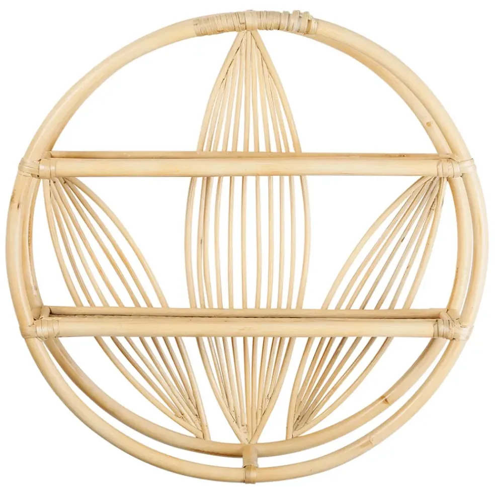 Étagère murale 2 niveaux en rotin naturel d60cm - Gispsy
