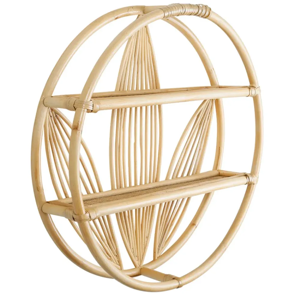 Étagère murale 2 niveaux en rotin naturel d60cm - Gispsy