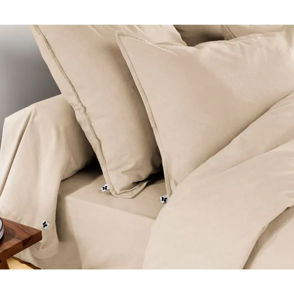 Taie d'oreiller en flanelle sable 50x70cm - Candice
