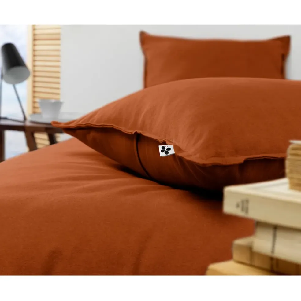 Taie d'oreiller en flanelle tomette 63x63cm - Candice