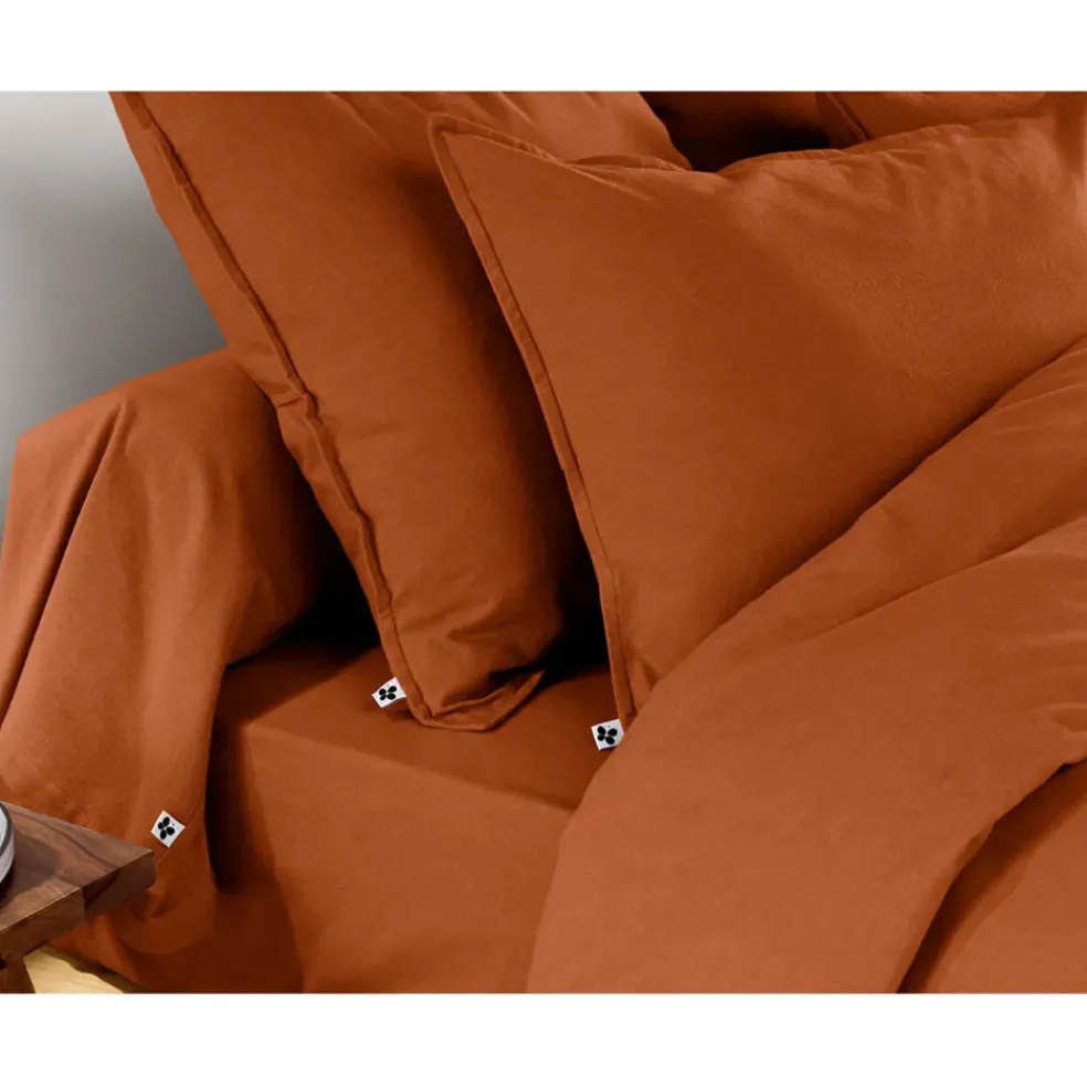 Taie d'oreiller en flanelle tomette 63x63cm - Candice