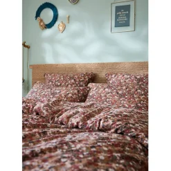 Taie d'oreiller en gaze de coton imprimée camel 60x60cm - Capucine
