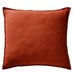 Taie d'oreiller en lin lavé paprika 60x60cm - Soline
