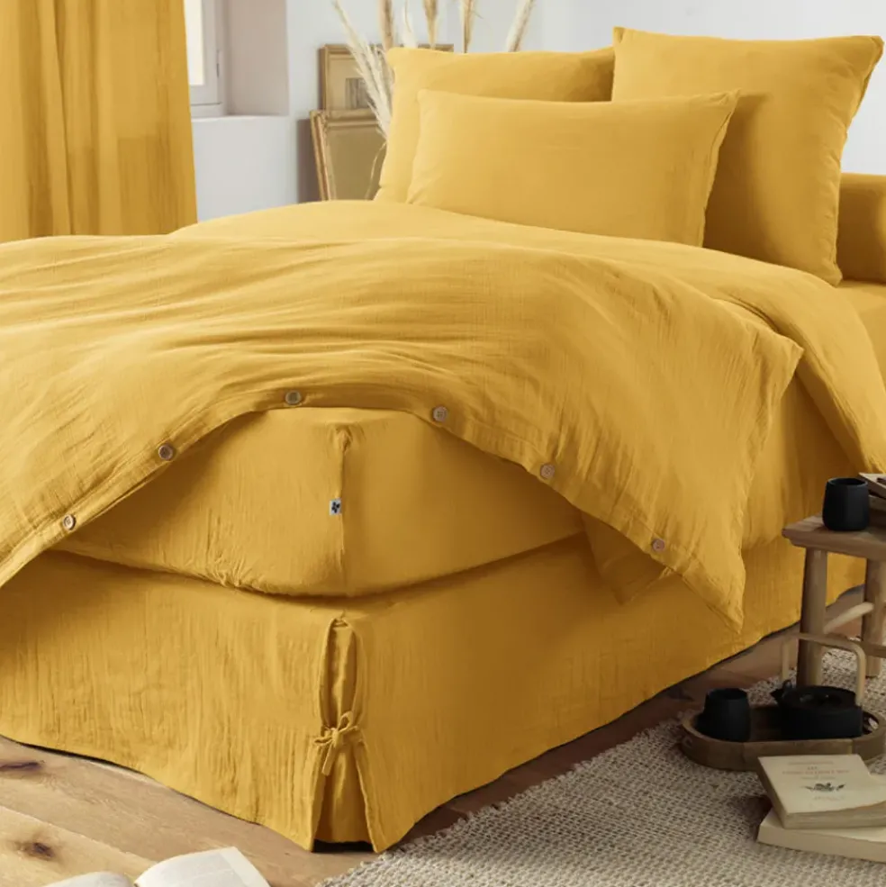 Taie d'oreiller safran en gaze de coton 50x70cm - Gaia