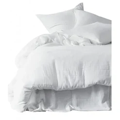Taie oreiller dili blanc 50x70cm en voile de coton lavé