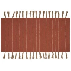 Tapis à franges en coton et jute terracotta 140x70cm - Kolore