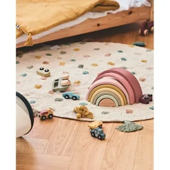 Tapis à pois tufté multicolore d100cm coton - sweet dream