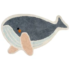 Tapis baleine tufté en coton bleu - Banquise