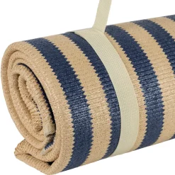 Tapis de plage en tissu rayé indigo et naturel 180x120cm - Medi