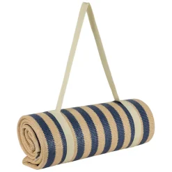 Tapis de plage en tissu rayé indigo et naturel 180x120cm - Medi