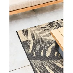 Tapis extérieur noir et naturel 120x180cm - Fleuri