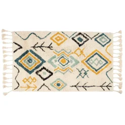 Tapis karres naturel et bleu 70x145cm