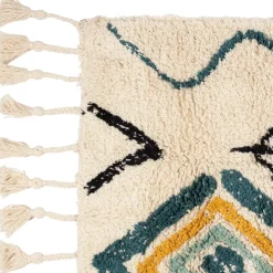 Tapis karres naturel et bleu 70x145cm