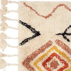 Tapis karres naturel et rouge 70x145cm