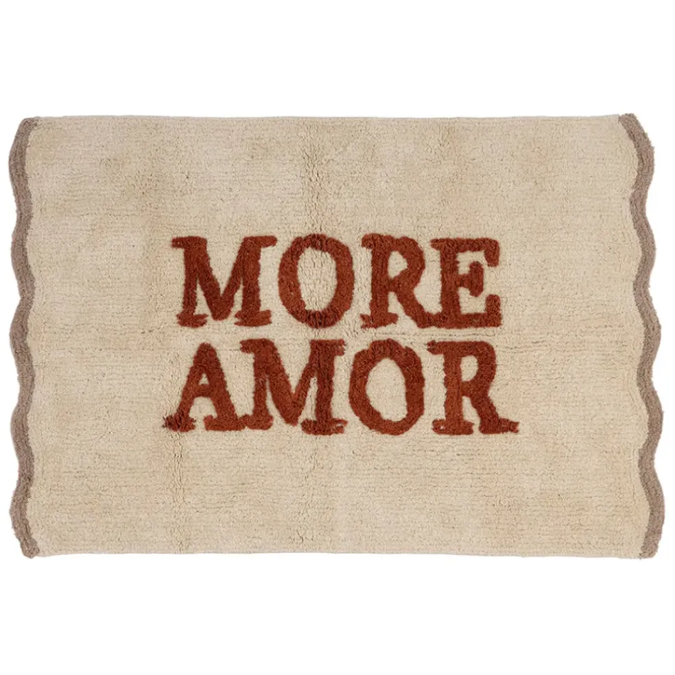 Tapis More amor en coton terracotta 90x60cm - Nomadea