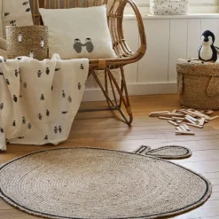 Tapis pomme en jute et coton naturel d100cm - Les fruits