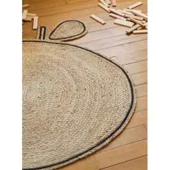 Tapis pomme en jute et coton naturel d100cm - Les fruits