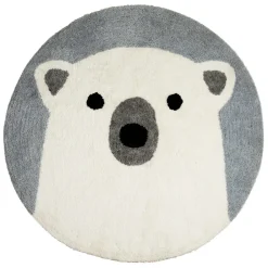 Tapis rond ours tufté en coton banc et bleu d120cm - Banquise
